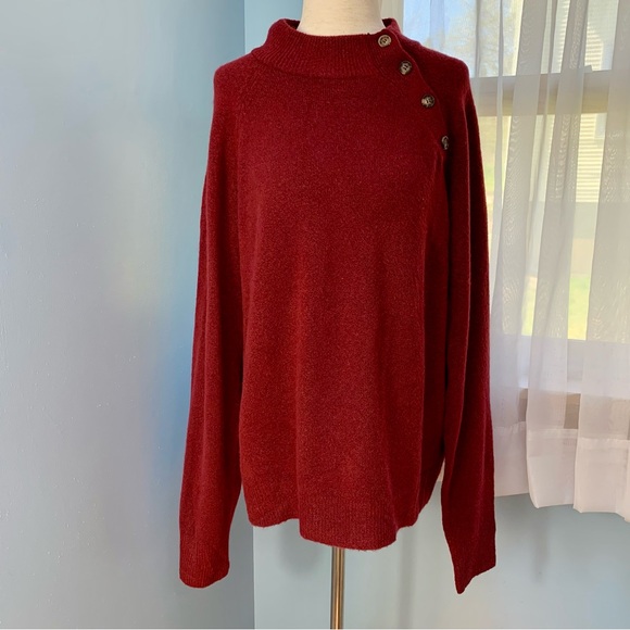 NWT J. Crew Vintage Burgundy Button Sweater in Extra Soft Yarn - Picture 8 of 9